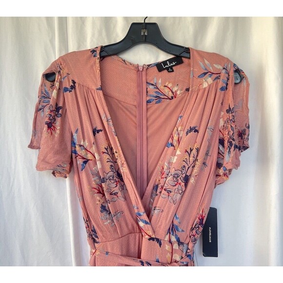 Lulu’s Pink Fiorire Rose Floral Print Faux Wrap Long Maxi Dress Romantic Small - Picture 7 of 11